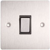 Holder 10A 2-Way Single Brushed Steel Light Switch
