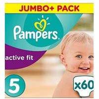 Pampers Active Fit Size 5, 60 Nappies, 11-23kg,With Absorbing Channels