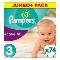 Pampers Active Fit Size 3, 74 Nappies, 5-9kg, With Magical Pods