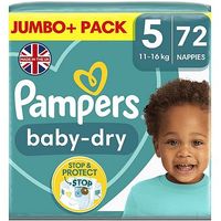 Pampers Baby-Dry Size 5, 72 Nappies,11kg-23kg, With 3 Absorbing Channels