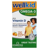 Vitabiotics Wellkid 4-12 Years Omega-3 Plus Vitamin D Chewable Orange Flavour 60 Capsules