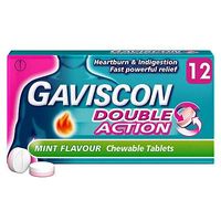 Gaviscon Double Action Mint Flavour Chewable Tablets - 12 Tablets