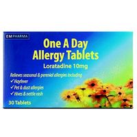 EM PHARMA One A Day Allergy Tablets Loratadine 10mg - 30 Tablets