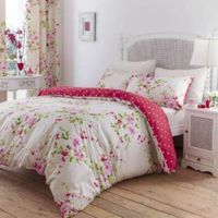 Canterbury Floral Red White & Pink King Size Bed Set