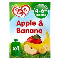 Cow & Gate Apple & Banana Pouches From 4-6m Onwards 4 X 100g (400g)