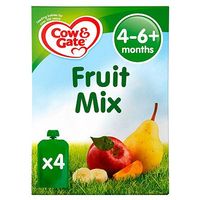 Cow & Gate Fruit Mix Pouches From 4-6m Onwards 4 X 100g (400g)