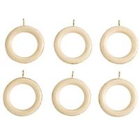 Colours Modern Cream Wood Curtain Ring (Dia)35mm Pack Of 6