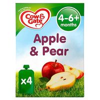 Cow & Gate Apple & Pear Pouches From 4-6m Onwards 4 X 100g (400g)