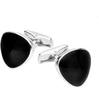 Sterling Silver Whitby Jet Curved Triangle Cufflinks