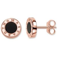Thomas Sabo Glam And Soul Silver 18ct Rose Gold Onyx Earrings