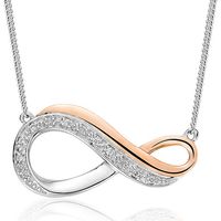 Clogau Eternity Sterling Silver Rose Gold 0.005ct Diamond Necklace D