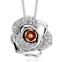 Clogau Rose Sterling Silver 9ct Rose Gold White Topaz Pendant