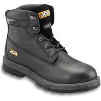 JCB Black Full Grain Leather Steel Toe Cap Protector Safety Boots Size 7