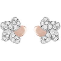 Swarovski Cute Clear Crystal Flower Crystal Pearl Earrings D