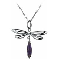 Hot Diamonds Necklace Dragonfly Amethyst And Silver D