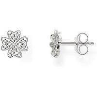 Thomas Sabo Earrings Glam & Soul Cloverleaf White Zirconia Pave Silver D